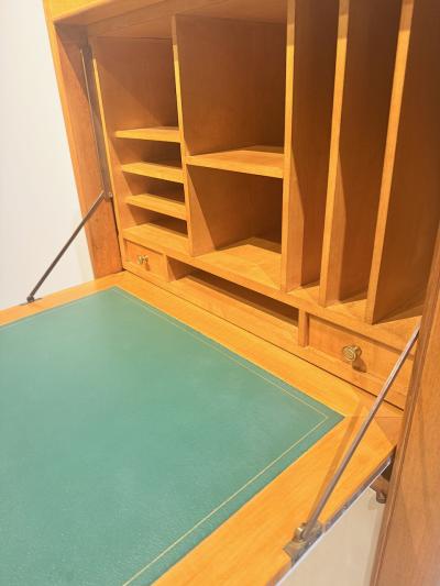 Fine French 1940s Sycamore and Parchment Secretary