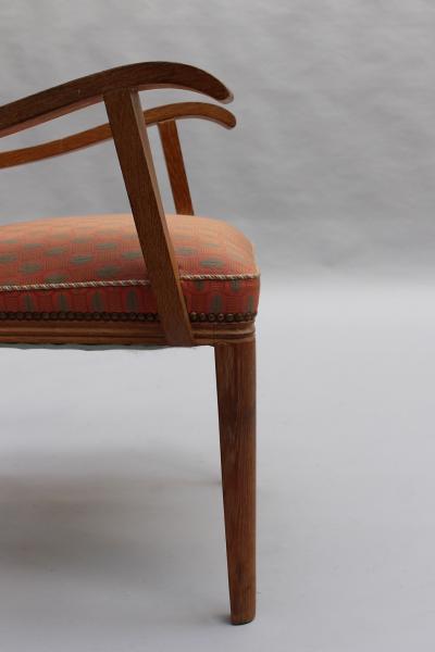 Fine French 1950s Lime Oak Bridge Armchair