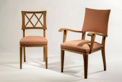 Fine French 1950s Lime Oak Bridge Armchair