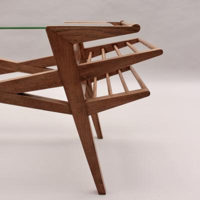 Fine French 1950s Oak and Glass Coffee Table by Maxime Old