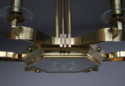 Fine French 1960s Brass and Glass Chandelier