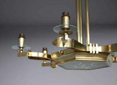 Fine French 1960s Brass and Glass Chandelier