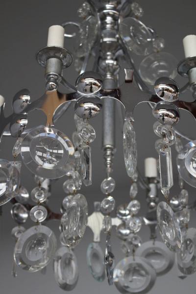 Fine French 1970s Metal and Glass Chandelier