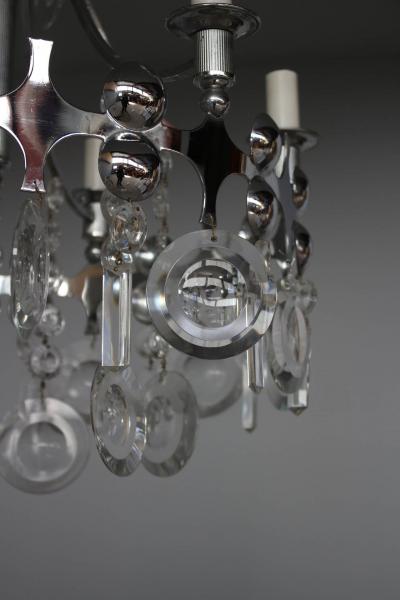 Fine French 1970s Metal and Glass Chandelier