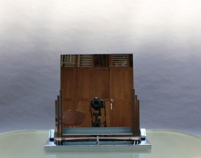 Fine French Art Deco Illuminated Chrome Table Mirror