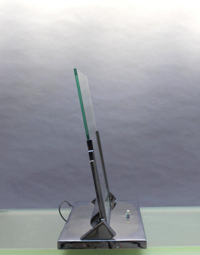 Fine French Art Deco Illuminated Chrome Table Mirror