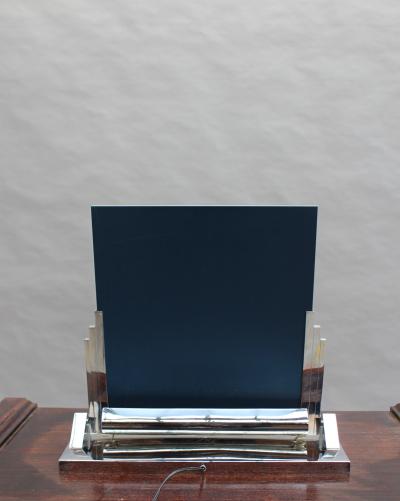 Fine French Art Deco Illuminated Chrome Table Mirror