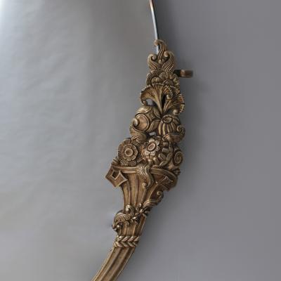 Fine French Art Deco Oval Mirror with a Solid Brass Frame