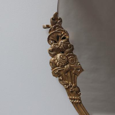 Fine French Art Deco Oval Mirror with a Solid Brass Frame