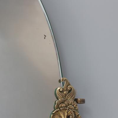 Fine French Art Deco Oval Mirror with a Solid Brass Frame