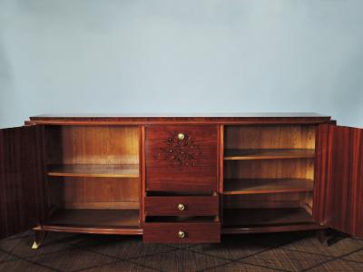 Fine French Art Deco Sideboard with Marquetry and Brass Details