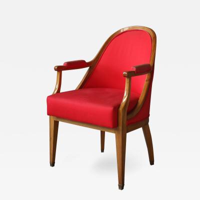 Fine French Art Deco Walnut Gondola Armchair