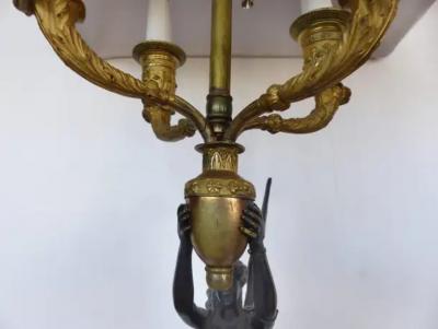 Fine French Empire 19th Century Bronze Candelabras Mounted as Lamps Pair