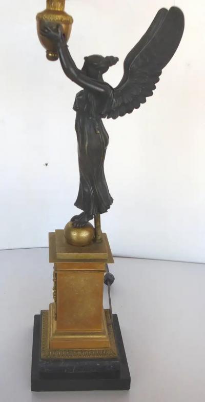Fine French Empire 19th Century Bronze Candelabras Mounted as Lamps Pair