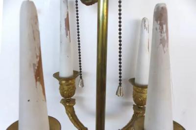 Fine French Empire 19th Century Bronze Candelabras Mounted as Lamps Pair