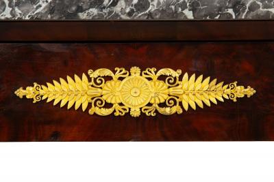 Fine French Empire Mahogany Gilt Figural Sphinx Pier Console Table c 1815