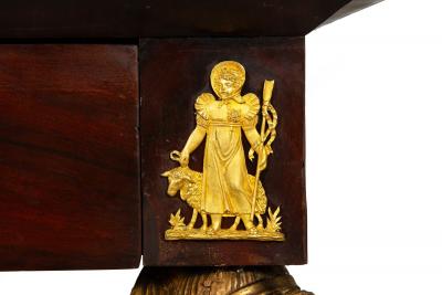 Fine French Empire Mahogany Gilt Figural Sphinx Pier Console Table c 1815