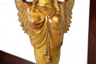 Fine French Empire Mahogany Gilt Figural Sphinx Pier Console Table c 1815