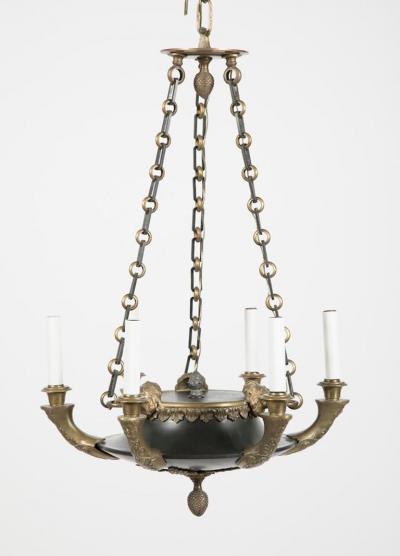 Fine French Empire Style Patinated Gilt Bronze Chandelier