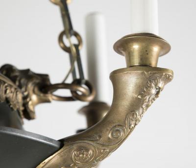 Fine French Empire Style Patinated Gilt Bronze Chandelier