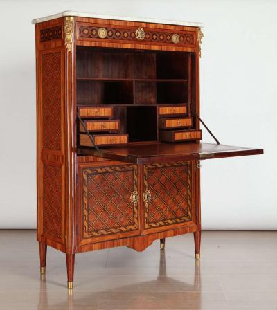 Fine French Ormolu Mounted Marqueterie Secretaire Abattant