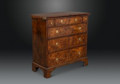 Fine George II Inlaid and Figured Walnut Bachelors Chest