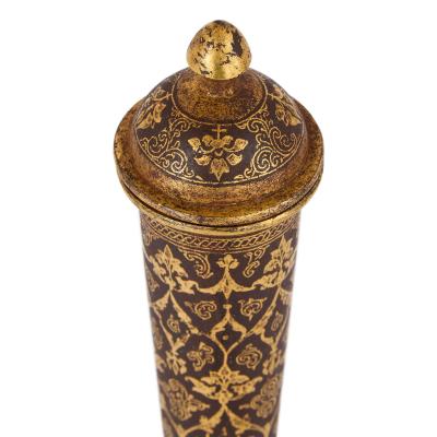 Fine Indian Gold Damascened Koftgari Steel Bottle and Stopper