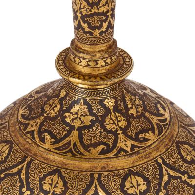 Fine Indian Gold Damascened Koftgari Steel Bottle and Stopper