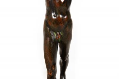 Fine Italian 19th Century Antique Sculpture of Faun Satyr with Double Flute
