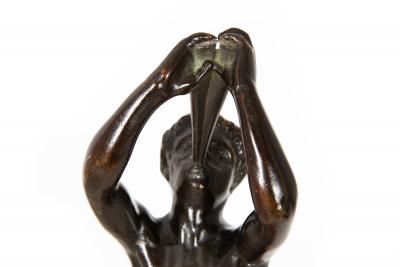 Fine Italian 19th Century Antique Sculpture of Faun Satyr with Double Flute