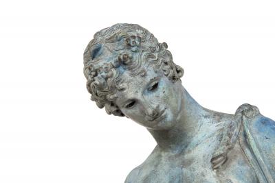 Fine Italian Grand Tour Antique Bronze Sculpture Statue of Narcissus of Pompeii