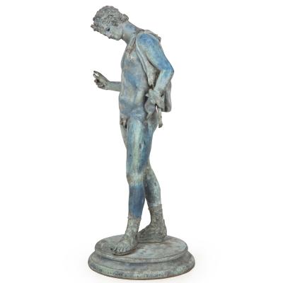 Fine Italian Grand Tour Antique Bronze Sculpture Statue of Narcissus of Pompeii