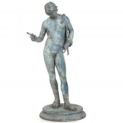 Fine Italian Grand Tour Antique Bronze Sculpture Statue of Narcissus of Pompeii