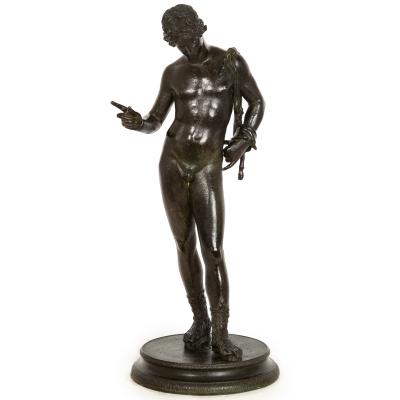 Fine Italian Grand Tour Antique Bronze Sculpture of Narcissus after Antiquity