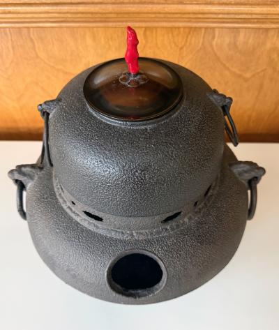 Fine Japanese Cast Iron Chagama Set for Tea Ceremoney