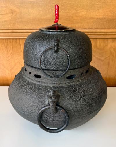 Fine Japanese Cast Iron Chagama Set for Tea Ceremoney