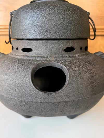 Fine Japanese Cast Iron Chagama Set for Tea Ceremoney