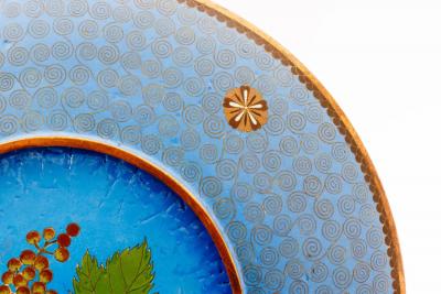 Fine Japanese Cloisonn Enamel Charger Peonies Birds Butterflies Goto Seizabur 