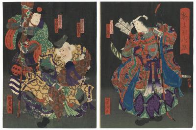 Fine Japanese Embroidery Silk Fukusa Kabuki Story Meiji Period