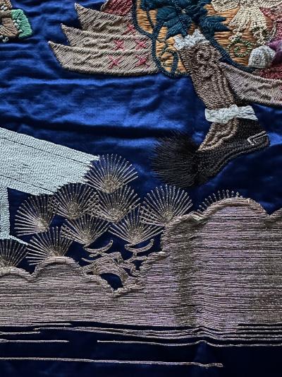 Fine Japanese Embroidery Silk Fukusa Kabuki Story Meiji Period
