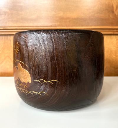 Fine Japanese Hibachi Lacquer with Inlays Meiji Period