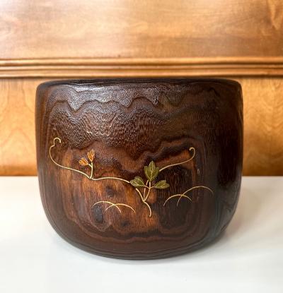 Fine Japanese Hibachi Lacquer with Inlays Meiji Period