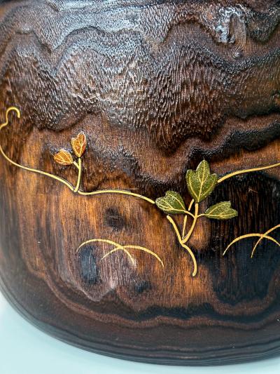 Fine Japanese Hibachi Lacquer with Inlays Meiji Period