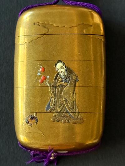 Fine Japanese Inro with Maki e and Inlay by Shokasai and Shibayama