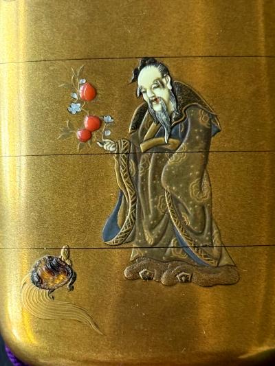 Fine Japanese Inro with Maki e and Inlay by Shokasai and Shibayama