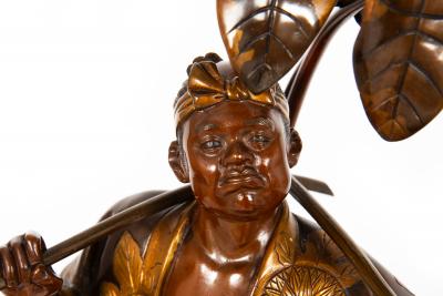 Fine Japanese Meiji Period Bronze Sculpture Okimono of Fire Watchman