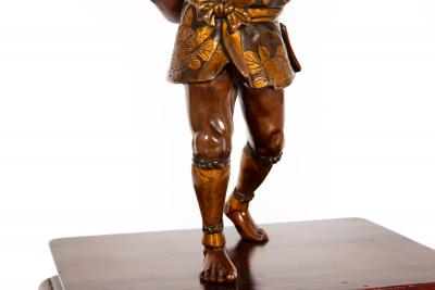 Fine Japanese Meiji Period Bronze Sculpture Okimono of Fire Watchman