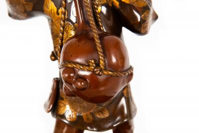 Fine Japanese Meiji Period Bronze Sculpture Okimono of Fire Watchman