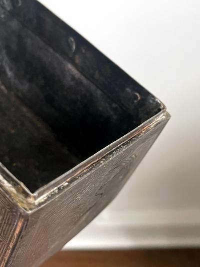 Fine Korean Iron Tobacco Box with Silver Inlay Joseon Dynasty