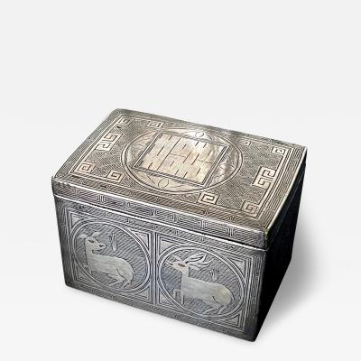 Fine Korean Iron Tobacco Box with Silver Inlay Joseon Dynasty